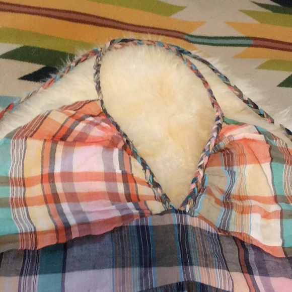 Rainbow Plaid Cotton Gauze Halter Maxi Dress - Picture 2 of 6